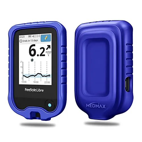 MEDMAX Hülle für Freestyle Libre 3/2 / Libre Reader Blutzuckermessgerät, Leichte stoßfeste Anti-Rutsch Silikon Schutzhülle Cover mit erhabener Abschrägung, Marineblau