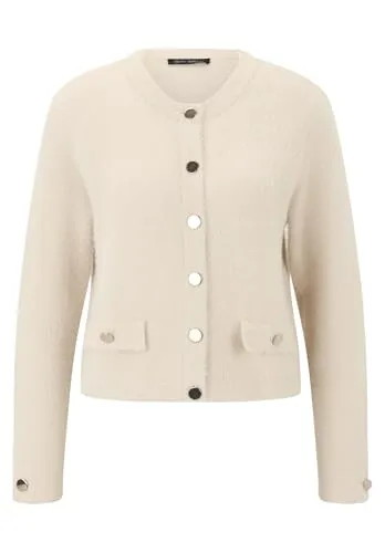 Betty Barclay Strickjacke Kurz 1/1 Arm 38 EU - Strickjacke in Pastel Sand, aus 55% Polyester und 45% Polyamid, ideal für modische Akzente in der Übergangszeit.