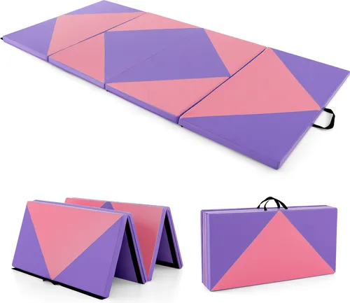 COSTWAY Weichbodenmatte klappbar, Gymnastikmatte tragbar, Yogamatte Turnmatte 240 x 120 x 5 cm Violett