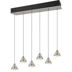 LED Hängeleuchte Nickel matt mit Farbwechsel 200 cm - Moderne Pendelleuchte mit 6 leistungsstarken SMD-LEDs, 700 Lumen, und wählbarer Farbtemperatur (2300K, 3000K, 4000K). Ideal für hohe Decken und stilvolle Beleuchtung im Wohn- oder Essbereich.