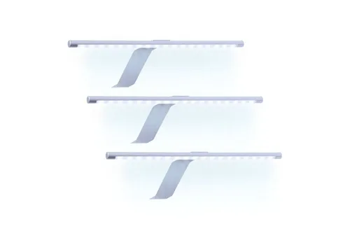 kalb Material für Möbel LED Kleiderschrankleuchte - 3er Set mit Fußschalter - Vielseitige Unterbauleuchte mit drehbarem Leuchtenkopf für optimale Ausrichtung. Starke Lichtausbeute bei 5.4 Watt, einfach zu installieren mit Plug & Play. Entdecken Sie weitere innovative Beleuchtungslösungen in unserem Amazon-Store.