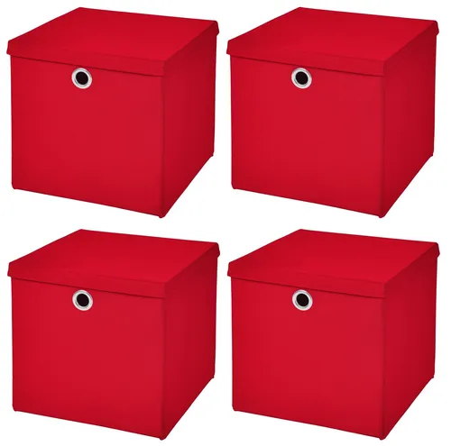 StickandShine Faltbox 4er SET 28 x 28 x 28 cm mit Deckel – perfekt für KALLAX - 19 Farben