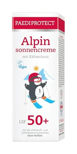 PAEDIPROTECT Alpinsonnencreme für Kinder und Erwachsene 30 ml LSF 50+, Sonnencreme Gesicht ideal für den Winter, Sonnenschutz mit Jojobaöl, parfümfrei & ohne Mikroplastik