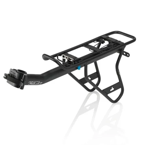 XLC Carry More Gepäckträger - Schwarz, 25,4-31,8mm - Gepäckträger mit werkzeugfreier Montage, maximaler Belastung von 10 kg und Switch-button Adapterplatten-Verriegelung für einfache Handhabung.