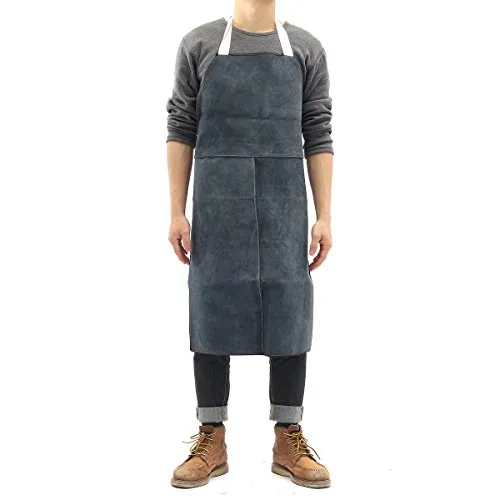 MASUNN Schweißen Ausrüstung Schweißer Wärmedämmung Schutzschürze Kuh Leder 60X90Cm - Dunkelblau