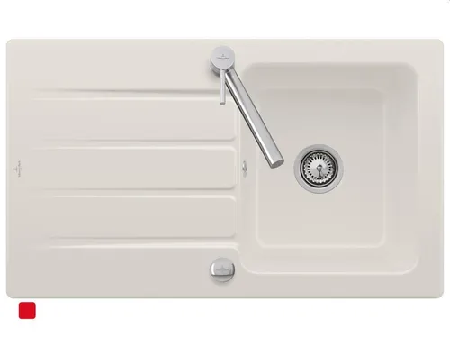 Villeroy & Boch Architectura 50 - 3350 02 KR Crema Keramikspüle - Hochwertige Keramikspüle in Crema, ideal für Unterschränke ab 50 cm, mit praktischer Excenterbetätigung und modernem Design für Ihre Küche.