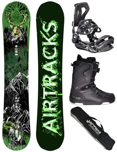 Airtracks Herren Snowboard Set Freeride Freestyle Forest King Carbon Wide Hybrid Rocker 160