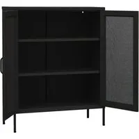vidaXL Lagerschrank Schwarz 80x35x101,5 cm Stahl Modell 4 – Robuster Beistellschrank - Praktischer Lagerschrank aus Stahl mit 2 Gittertüren und verstellbaren Einlegeböden. Ideal für die Aufbewahrung von Büchern und persönlichen Gegenständen. Anpassbare Höhe für optimale Nutzung.
