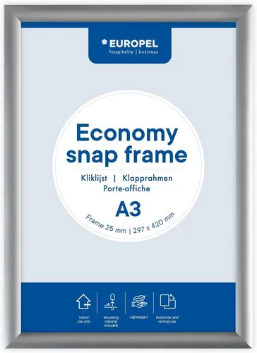 EUROPEL Plakatrahmen ECONOMY DIN A3 25 mm silber eloxiert