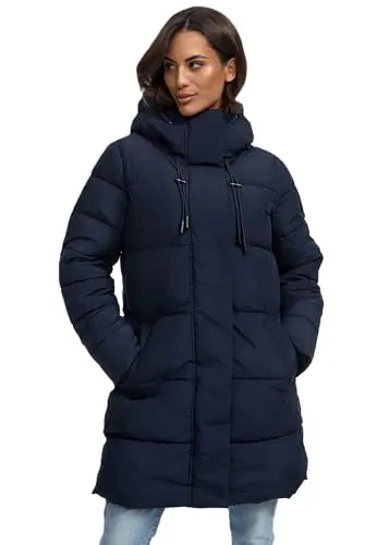 MARIKOO Kaituu XVI Damen Winterjacke, Größe XS, blau (navy) - Funktionsjacke mit großer Kapuze, hochwertigem, wasserabweisendem Material und warmem Fleece-Innenfutter für optimalen Komfort in der kalten Jahreszeit.