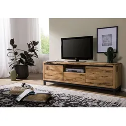 VILLANDERS TV-Board aus Wildeiche 170x40x56 cm - TV-Bank aus massiver Wildeiche, einzigartig durch individuelle Maserungen, bietet viel Stauraum für Receiver und mehr, ideal für Wohnzimmer und Schlafzimmer.
