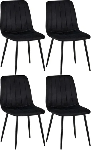CLP 4er Set Stühle Dijon - Samt mit Ziernähten - Stühle, modernes Design mit bequem gepolsterten Sitzen für langanhaltenden Komfort, ideal für jedes Wohnambiente.