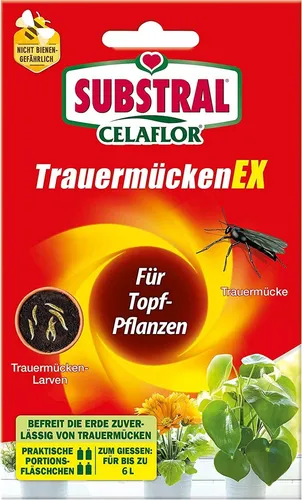 Substral Celaflor Trauermücken EX 4x7,5ml - Insektizid gegen saugende Insekten, effektiv gegen Trauermücken und ideal für den Einsatz im Haus.