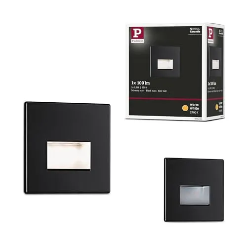 Paulmann 93094 LED Einbauleuchte Wandeinbauleuchte Edge Quadro Set 80x5mm 50lm 230V eckig incl. 1x1,2 Watt Outdoor Schwarz matt Kunststoff 2700 K