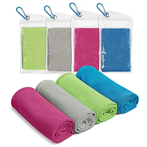 Stück Kühlhandtuch Kühlendes Handtuch Kühltuch für Sofortige Kühlung mit 4 Wasserdichten Beuteln Mikrofaser Sporthandtuch für Fitness Camping Wandern Yoga Golf Reisen Indoor Outdoor (30*100cm) 4
