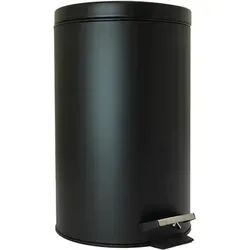 Treteimer - 14 l - Metall schwarz - Eleganter Mülleimer aus robustem Metall, 14 l Volumen, mit herausnehmbarem Inneneimer und rutschfestem Pedal für hygienische Abfallentsorgung. Ideal für Zuhause oder Büro.