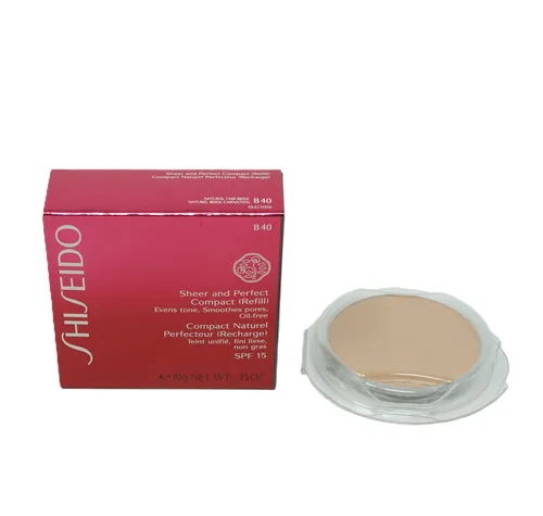 Shiseido Sheer and Perfect Compact Refill B40 Natural Faig Beige - Nachfüllung für den Shiseido Compact, Farbton B40 Natural Faig Beige, ideal für makellose Haut und perfekte Abdeckung.