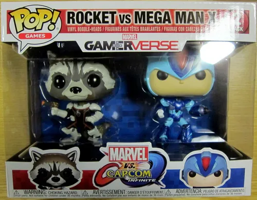 MARVEL VS CAPCOM Rocket vs Mega Man X - Funko Pop! Figuren Set - Aufsteller & Figuren: Erweitere deine Sammlung mit diesen detailreichen, ca. 9 cm großen Funko POP! Figuren aus der beliebten Reihe – ein Muss für jeden Fan!