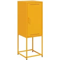 vidaXL Highboard Senfgelb - Robustes Stahlmöbel für dein Zuhause - Kommode im Industrie-Stil, bietet 2 Fächer für viel Stauraum und ist einfach zu reinigen. Ideal für Schlafzimmer oder Wohnzimmer, sorgt für Ordnung und ist langlebig.