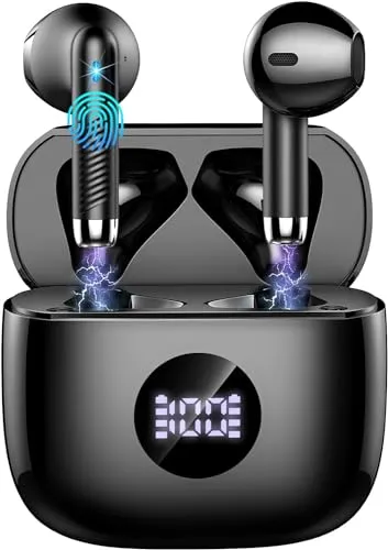 Bluetooth Kopfhörer Bluetooth 5.4, Wireless Kopfhörer mit 4 ENC Geräuschunterdrückung Mic, Kopfhörer in Ear 40 Stunden Wiedergabe, Kabellose Kopfhörer HiFi Stereo IP7 Wasserdicht Schwarz