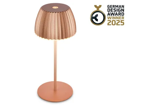 BRILONER Riffle Mini LED Tischlampe - Kabellos & IP44 - Tischlampe für draußen mit Touchdimmer und bis zu 24 Stunden Leuchtdauer. Ideal für stimmungsvolles Licht im Innen- und Außenbereich. German Design Award Winner 2025.