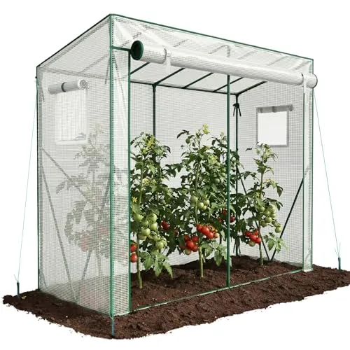 VOUNOT Foliengewächshaus 200x77x170 cm, Stabil und Praktisch für Tomaten und Pflanzen