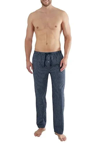 Götzburg Herren Lange-Hose, Schlafhose, Pyjama-Hose - Komfortable Baumwolle in Blau kariert - Schlafanzughose aus weichem Single Jersey mit elastischem Taillenbund und zwei praktischen Eingrifftaschen für optimalen Komfort und Bewegungsfreiheit.