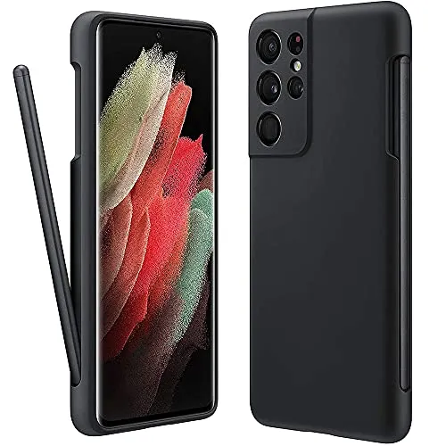 Vitodo für Galaxy S21 Ultra Hülle mit S Pen Halter, Liquid Silikon Handyhülle mit Stylus Slot (S-Pen Nicht enthalten), Anti-Fingerabdruck, Militärischer Stoßfester Schutz für Samsung S21 Ultra 5g -