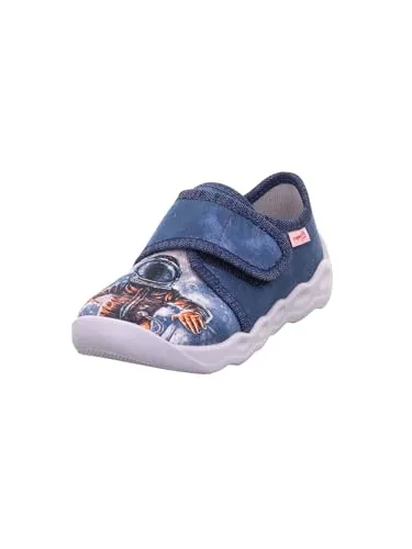 Superfit Jungen Bubble Hausschuhe, Blau Mehrfarbig 8000, 28 EU - Hausschuhe für Jungen, rutschfest und flexibel für sicheren Komfort beim Spielen und Toben.