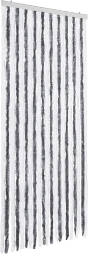 vidaXL Insektenschutz-Vorhang Grau und Weiß 90x200 cm - Fliegengitter aus weicher Chenille, schützt effektiv vor Insekten und sorgt für Privatsphäre. Abnehmbar, leicht zu reinigen und wasserdicht - ideal für ein ungestörtes Zuhause.