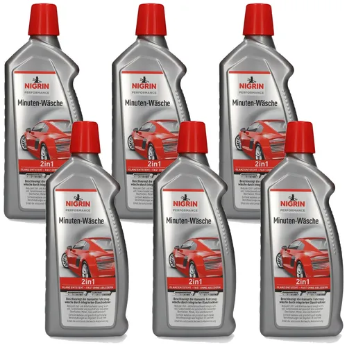 Nigrin 6x 2in1 Minuten-Wäsche Auto-Shampoo + Glanz Hartwachs-Konservierung