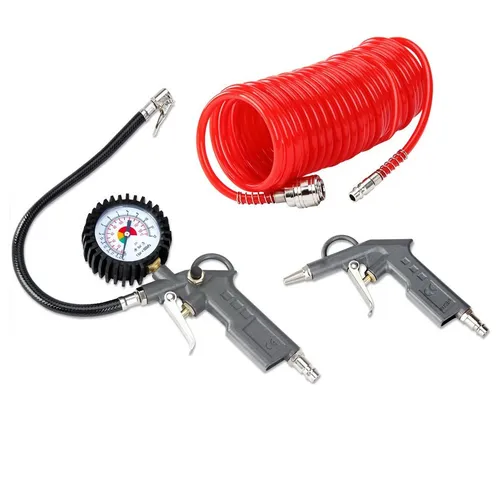 Deuba Druckluftgeräte-Set, 12 Bar für alle Kompressoren 5m Schlauch Ausblaspistole Zubehör