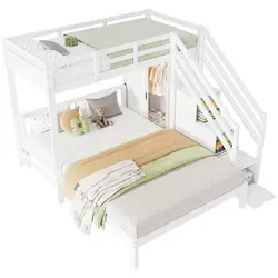 Stilvora Etagenbett, Weiß, 140x200 cm, Kinder- & Jugendzimmer - Platzsparendes Etagenbett für zwei Kinder, mit stabiler Konstruktion aus Massivholz und MDF. Integrierter Stauraum sorgt für Ordnung und kurze Wege im Kinderzimmer.