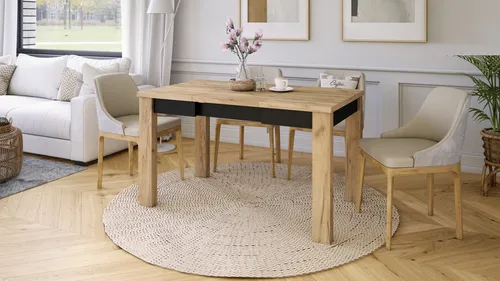 Design Esstisch Fonte ausziehbar 85-130 cm - Naturbelassen - Praktischer Esstisch mit Synchronauszug: Längenverstellbar von 85 bis 130 cm, ideal für gesellige Runden. Stilvolles, zeitloses Design, das Akzente in Ihrem Essbereich setzt.