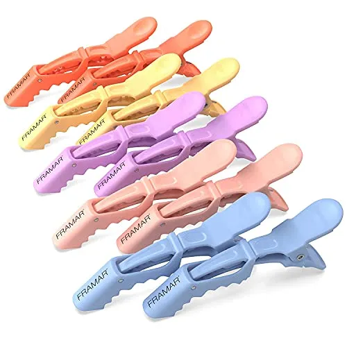 FRAMAR Pastel Alligator Haarklammern – Haarklammer Damen, Haarclips, Haarspangen, Haarschmuck, Abteilklammern Friseur, Klammern Haare, Friseurbedarf – 10 Stück