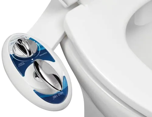 Luxe Bidet Neo 180 – Selbstreinigende Dual Düse – Frische, Wasser ohne Elektrik Mechanische Bidet WC-Aufsatz (blau und weiß)