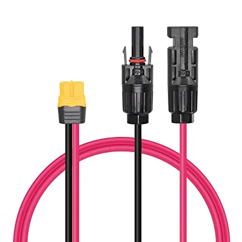 RIIEYOCA Solarstecker zu XT60 Adapter,12 AWG Kabel XT60 Buchse verbinden Solarpanel für Portable Power Station & Solar Generator(Kabel:60cm)