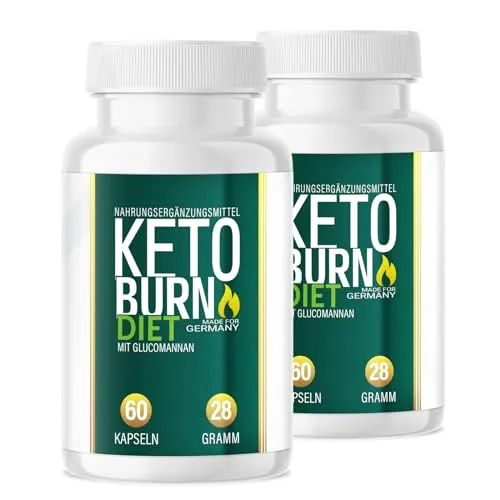 Keto Burn Diet - Das Original, 120 Kapseln für Gewichtsmanagement - Nahrungsergänzungsmittel mit hochwertigen natürlichen Inhaltsstoffen und Glucomannan, ideal für die Unterstützung beim Gewichtsmanagement für Frauen und Männer.