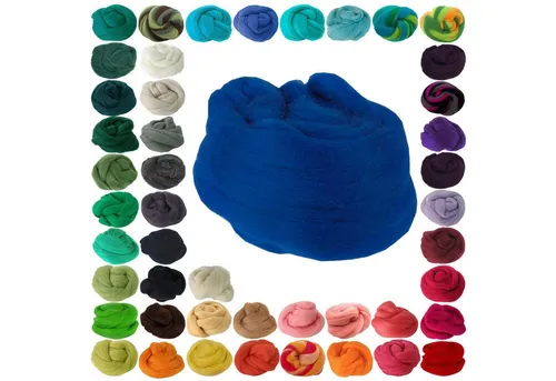 maDDma 25g Filzwolle / Märchenwolle, Nass- u. Trockenfilzen, Farbwahl Bastelgarn, blau