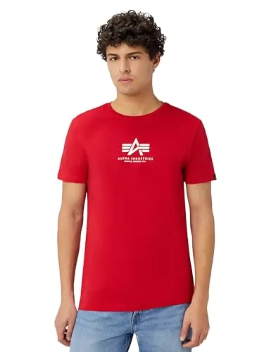 Basic T-Shirt ML von Alpha Industries, Gr. M, speed red/white - T-Shirt in Regular Fit für hohen Tragekomfort, aus 100% Baumwolle, mit modernem Alpha Logo-Druck. Ideal für Alltag und Freizeit, strapazierfähig und formbeständig.
