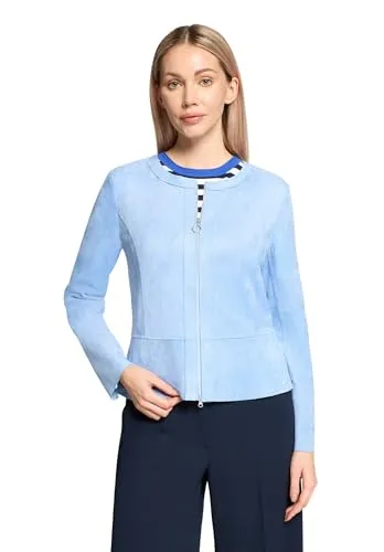 Betty Barclay Damen Kurzblazer mit Reißverschluss 48, Azurine - Eleganter Kurzblazer mit Reißverschluss für einen femininen Look. Ideal für besondere Anlässe oder das Büro, sorgt für einen stilvollen Auftritt und sitzt perfekt.
