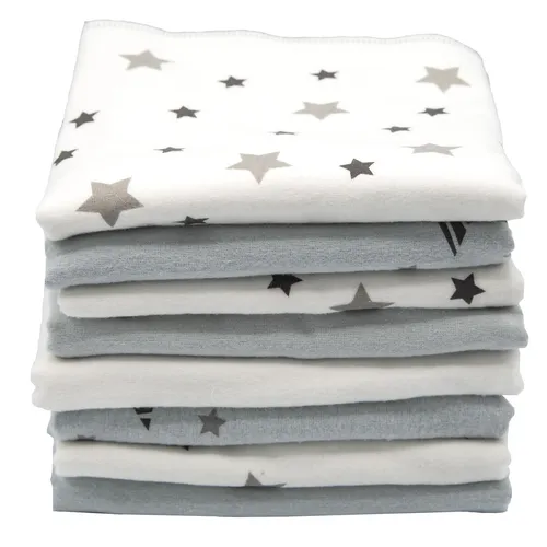 Clevere Kids Spucktücher Molton 40x40 Sterne hellgrau 8-er Pack OEKO-TEX