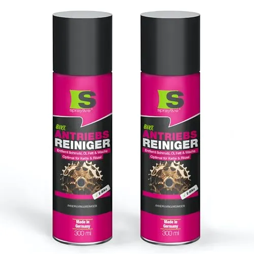 Spraytive 2× 300ml Antriebsreiniger Spray – Kettenreiniger für Fahrrad & E-Bike – entfernt Öl, Fett & Wachs – reinigt Kette, Ritzel & Antrieb – Fahrrad Entfetter & Bike Chain Cleaner – Made in Germany