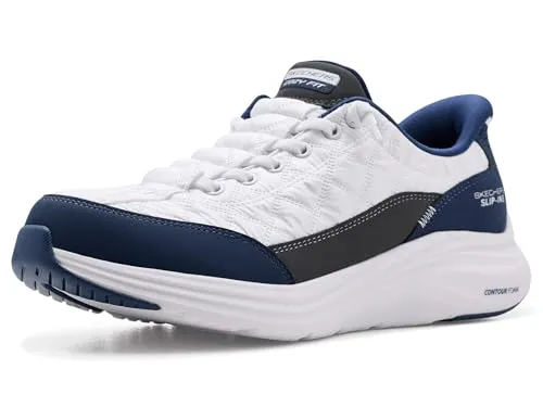 Skechers Damen Contour Foam Sneaker – Weiß/Navy - Leichte Sneaker mit luftgekühlter Memory-Schaum Einlegesohle für optimalen Komfort. Die flexible Laufsohle sorgt für besten Halt im Alltag.