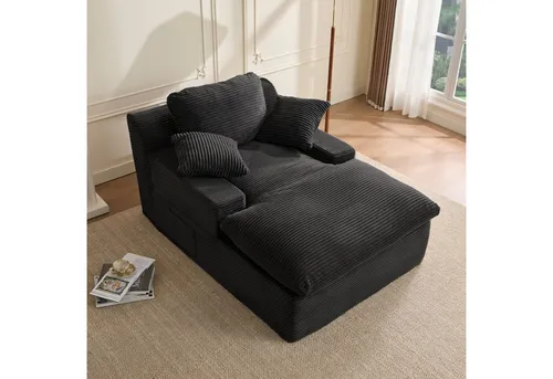 LITBIRD Chaiselongue 160 cm Loungesofa, Boneless Bodensofa & Schlafsofa mit Schlaffunktion, 1 Teile, Platzsparendes Cloud Sofa mit Armlehnen für Wohnzimmer