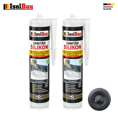 Sanitär Silikon Anthrazit 2 x 300 ml Dichtstoff Küche Abdichten Kleben Dusche