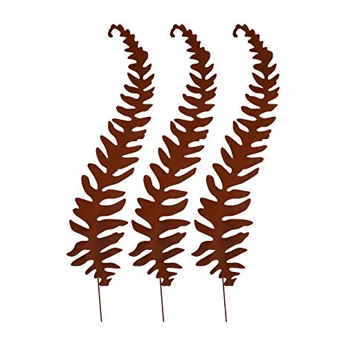 UNUS Gartendekoration Roststecker für Garten & Terrasse Farn 50/70/100 x 35 cm, 3er Set