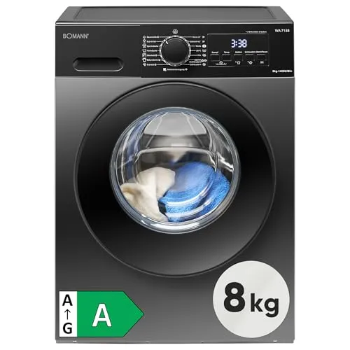 Bomann® Waschmaschine 8kg - Effizient, leise und langlebig mit Invertermotor - Die Bomann® Waschmaschine mit 8kg Kapazität bietet 15 Programme und eine maximale Schleuderdrehzahl von 1400 U/min. Ideal für den täglichen Einsatz und ausgestattet mit einem energieeffizienten Invertermotor.