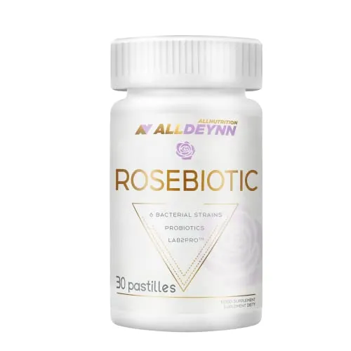 ALLDEYNN Rosebiotic Multi Strain Probiotic Nahrungsergänzungsmittel 3 Milliarden CFU für das Verdauungssystem Intestinale Mikroflora Unterstützung Magen Säure resistent 30 Kau-Pastillen