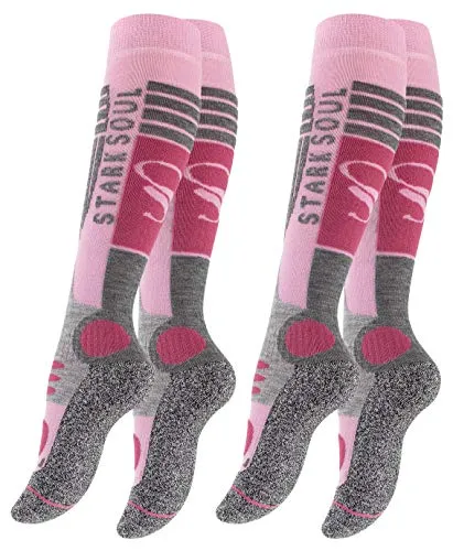 STARK SOUL 2 Paar Damen SKI Funktionssocken, Skisocken mit Spezialpolsterung, Altrosa/grau, Gr. 35-38